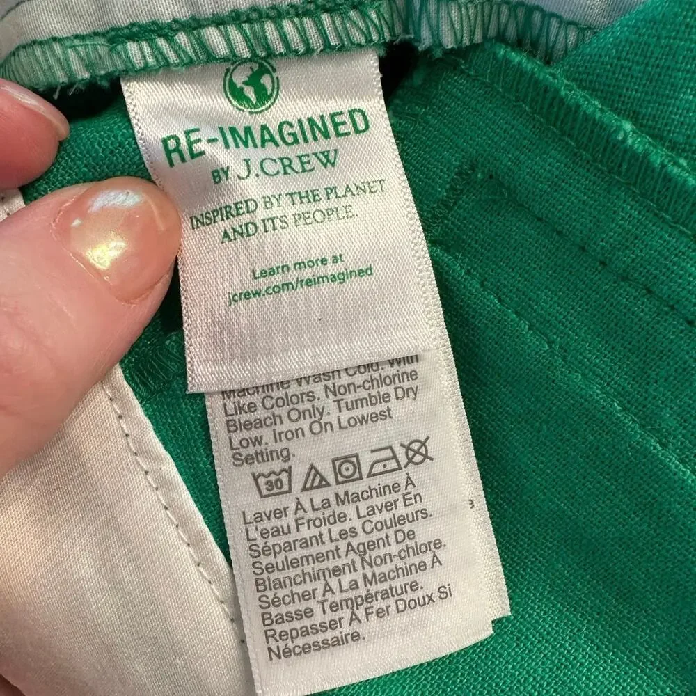 J Crew Green Linen Scalloped Shorts - Picture 6 of 7